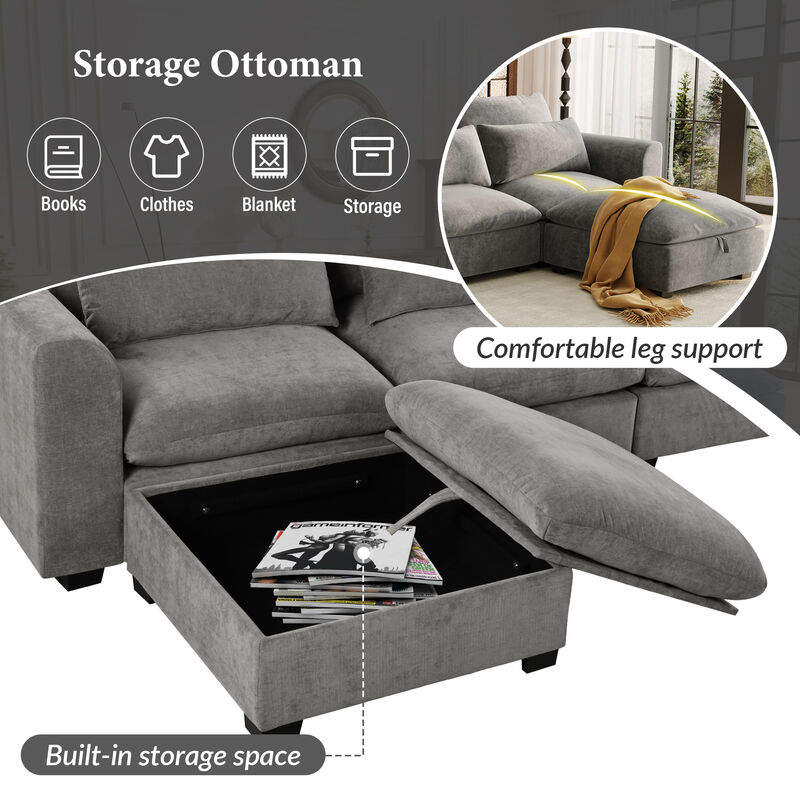 Merax Modular Corner Sofa with 2 Ottomans