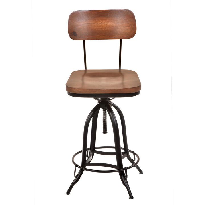 Carolina Living Mason Adjustable Barstool - Chestnut Seat - Black Base
