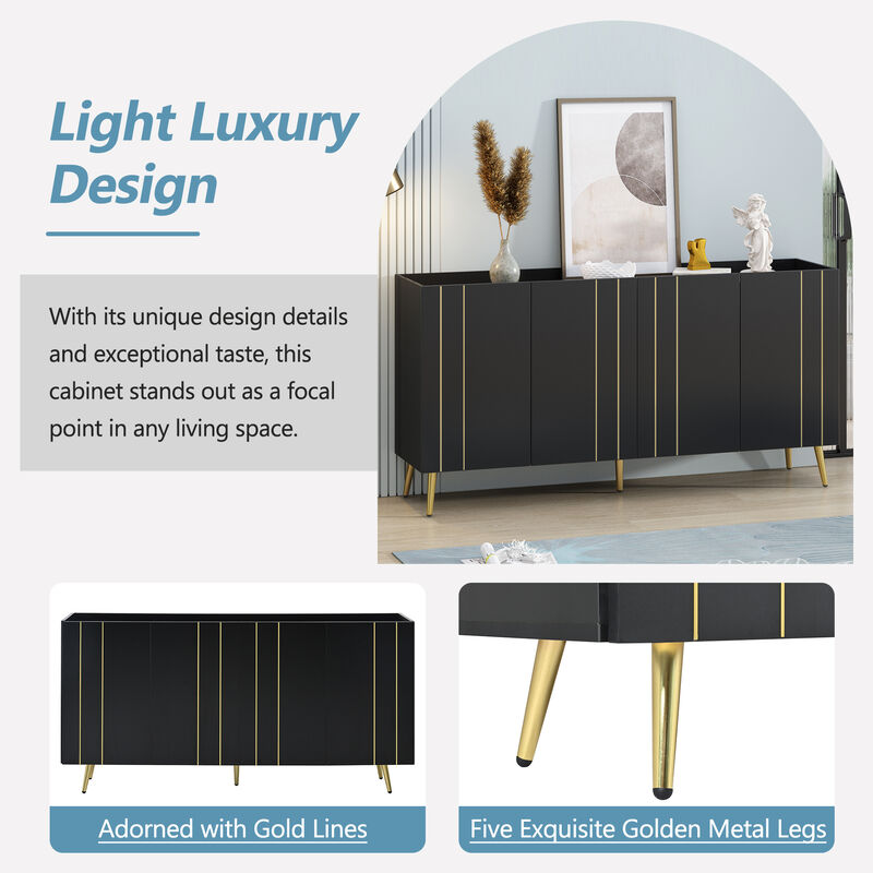 Merax Luxurious Shoe Cabinet TV Stand  Sideboard with 5 Metal Legs