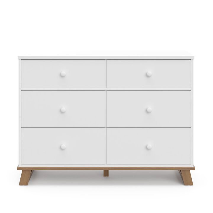 Storkcraft Modern 6 Drawer Dresser (White with Vintage Driftwood)