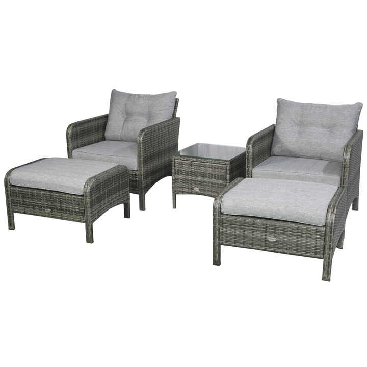 5 PC Outdoor Patio Conversation Chaise Lounge Chair w/ Coffee Table, Blue