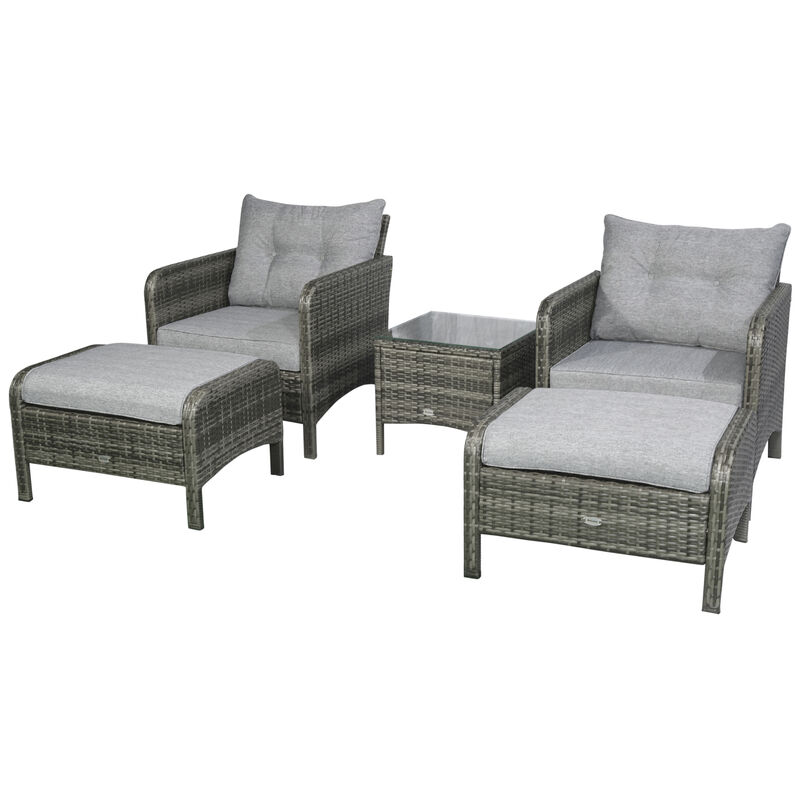 5 PC Outdoor Patio Conversation Chaise Lounge Chair w/ Coffee Table, Blue