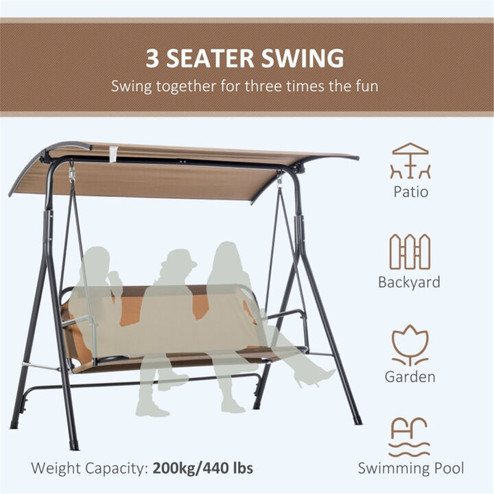 3-Person Outdoor Swing, Freestanding Porch Swing with Cushioned Seat