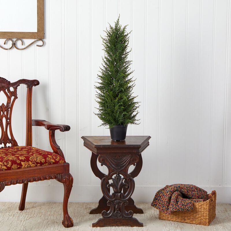 Hivvago 2.5 Feet Cypress Artificial Tree UV Resistant (Indoor/Outdoor)