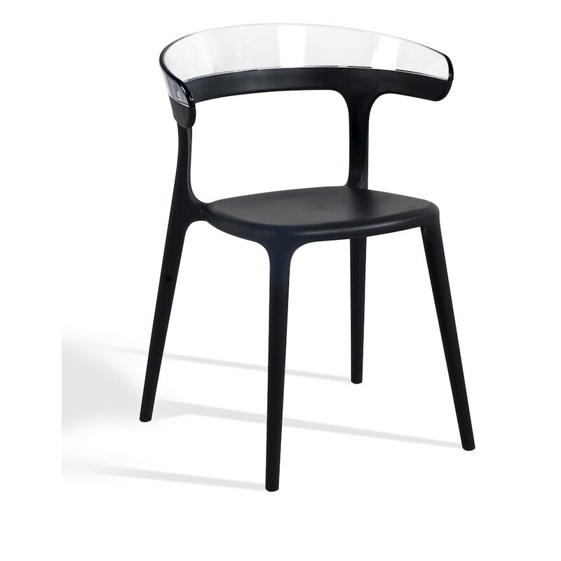 Omax Decor Mia Resin Patio Dining Chair in Black and Clear - (Set of 2)