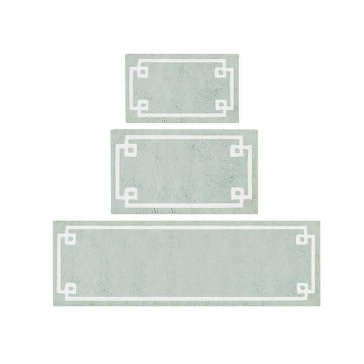 Gracie Mills Tiffany Bordered Medium Pile Tufted Cotton Bath Rug" - 24x72"