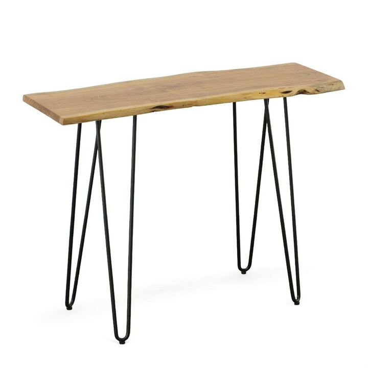 Carolina Living Seti Live Edge Console Table - Natural Top - Black Base
