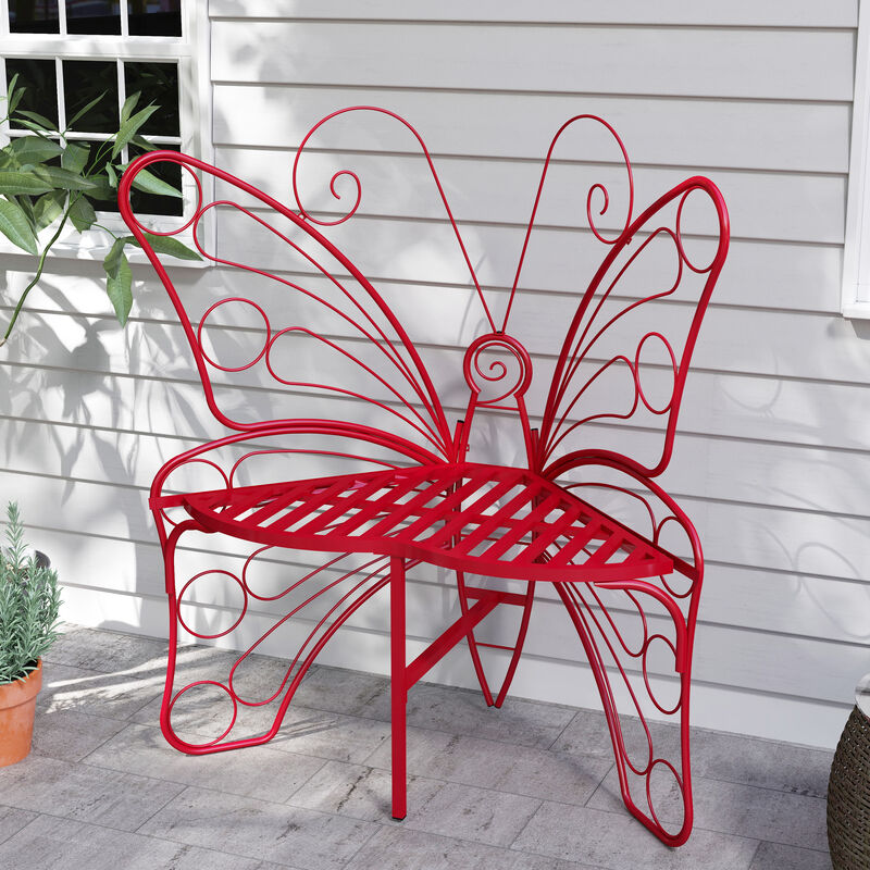 Butterfly Cast Metal Garden Bench, Outdoor Bench Patio Seat, Park Bench Outdoor Seating for Garden, Yard, Park, Entryway