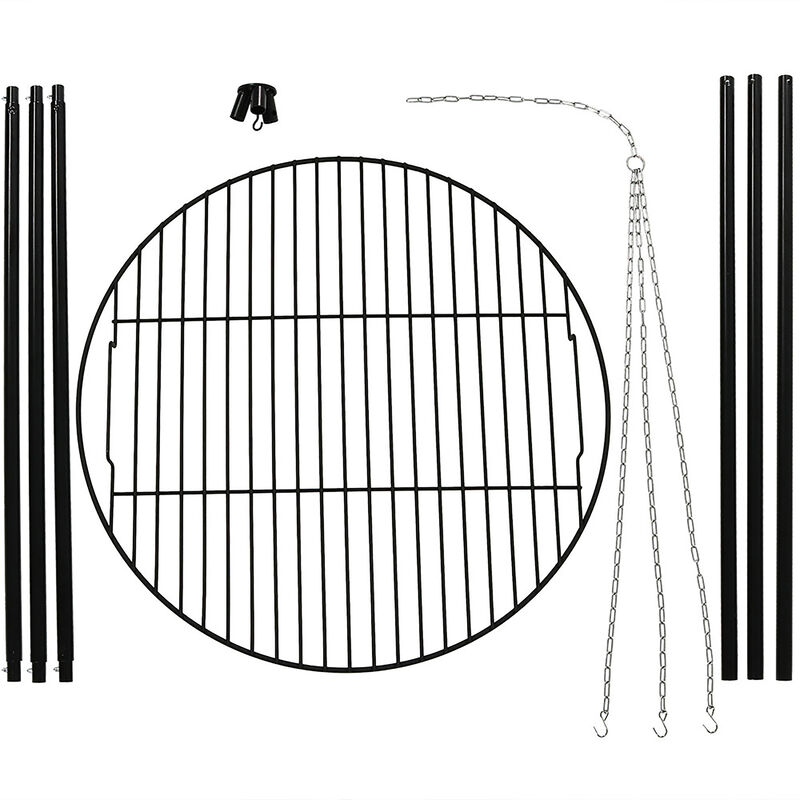 Sunnydaze Powder-Coated Steel Fire Pit Tripod Grilling Set for Cooking