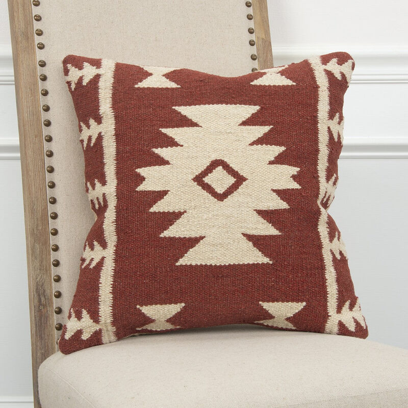 Hivvago Red Beige Tribal Woven Down Filled Throw Pillow
