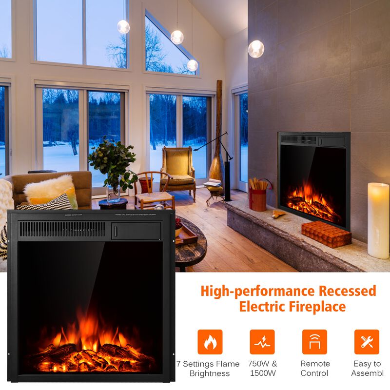 Electric Fireplace Insert Freestanding and Recessed Heater