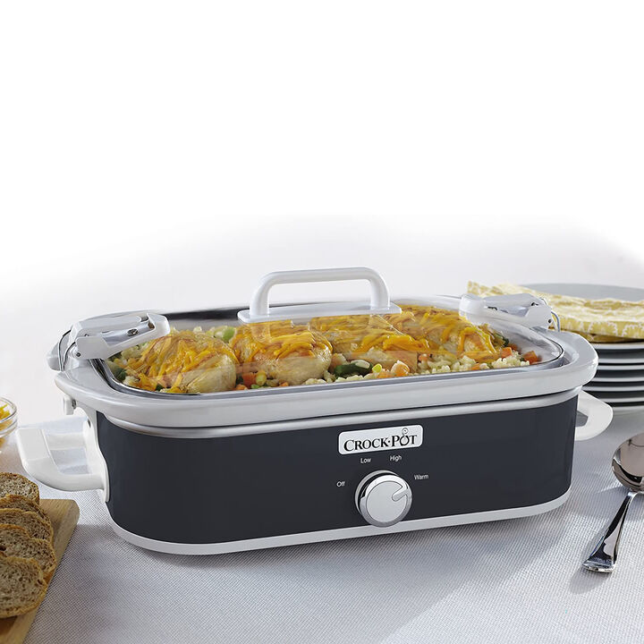 Crockpot 3.5 Quart Rectangular Casserole Slow Cooker in Charcoal