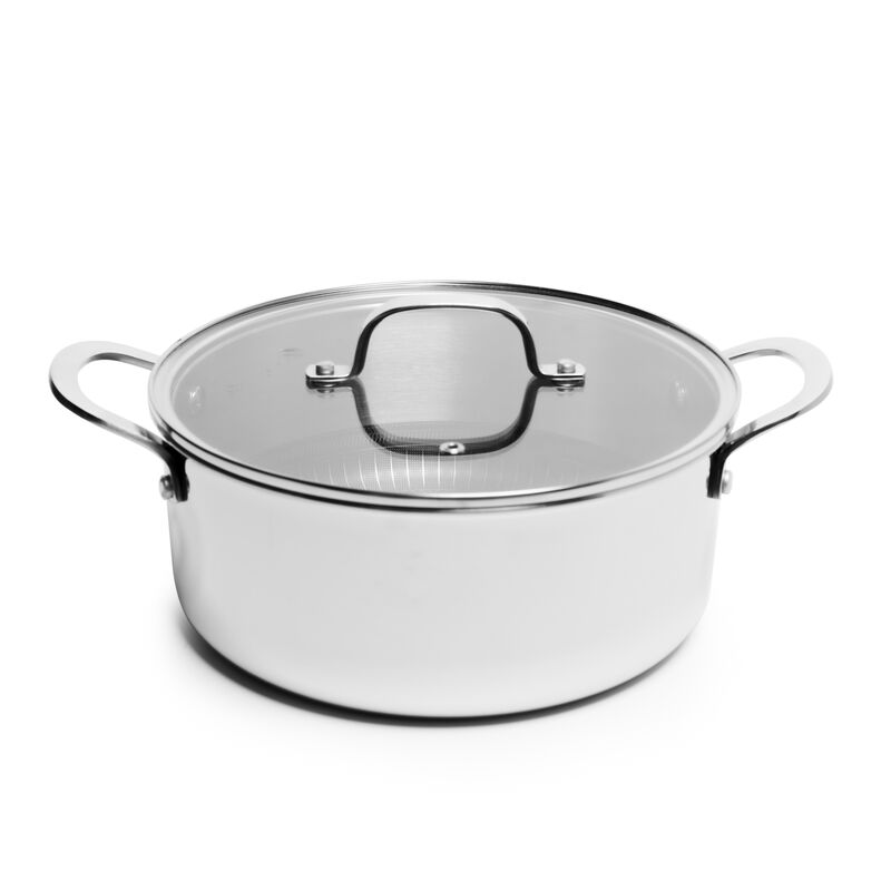 Tri-ply Stainless Steel Diamond Nonstick 4.8 QT Dutch Oven with Glass Lid