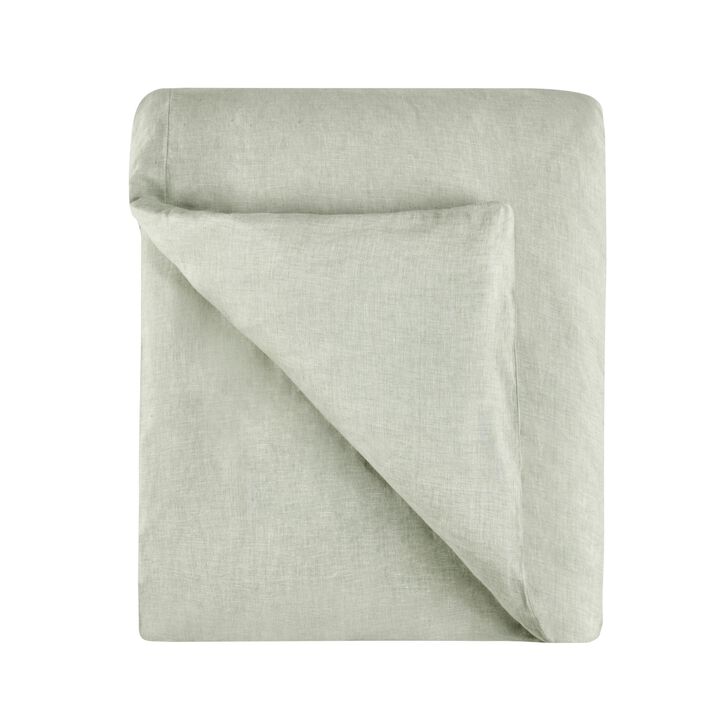 Savi Queen Size Duvet, Sage Green Linen, Cotton and Cashmere Fabric - Benzara