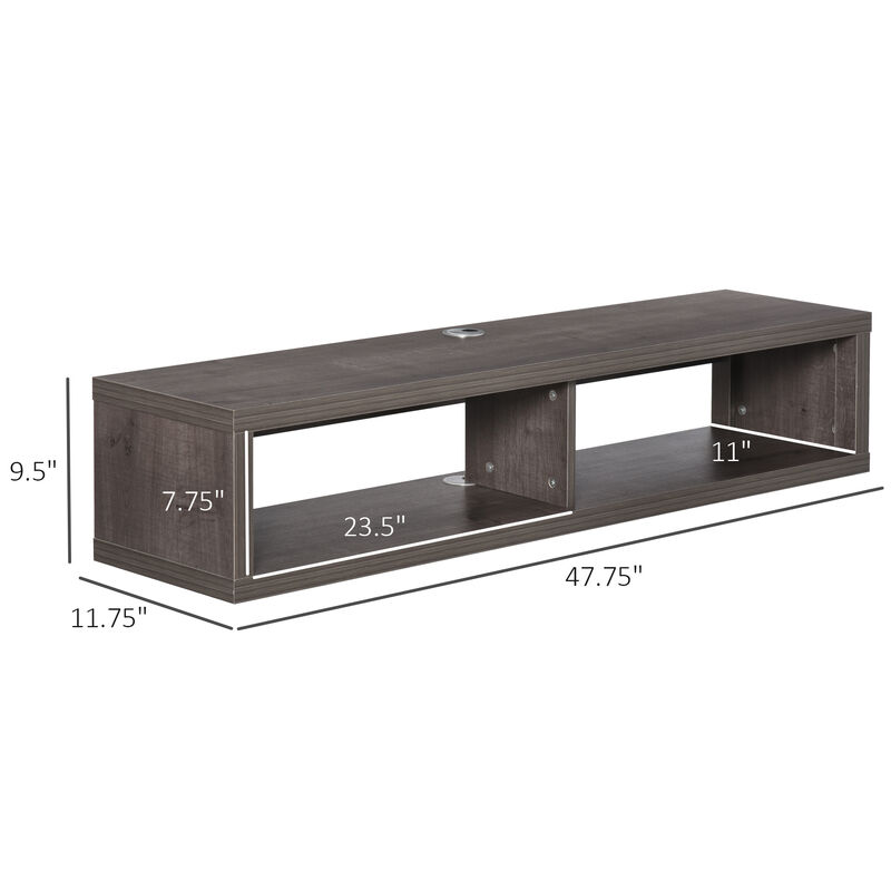 Wall Mount Media Console, Floating TV Stand Entertainment Center Unit, Dark Grey