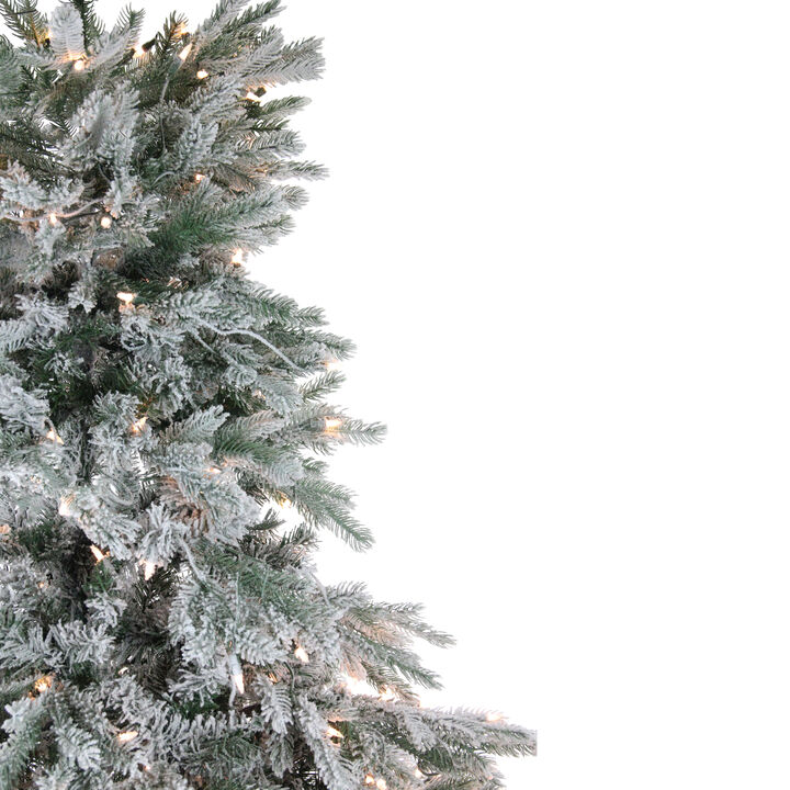 6.5' Pre-Lit Full Flocked Jasper Balsam Fir Artificial Christmas Tree - Clear Lights
