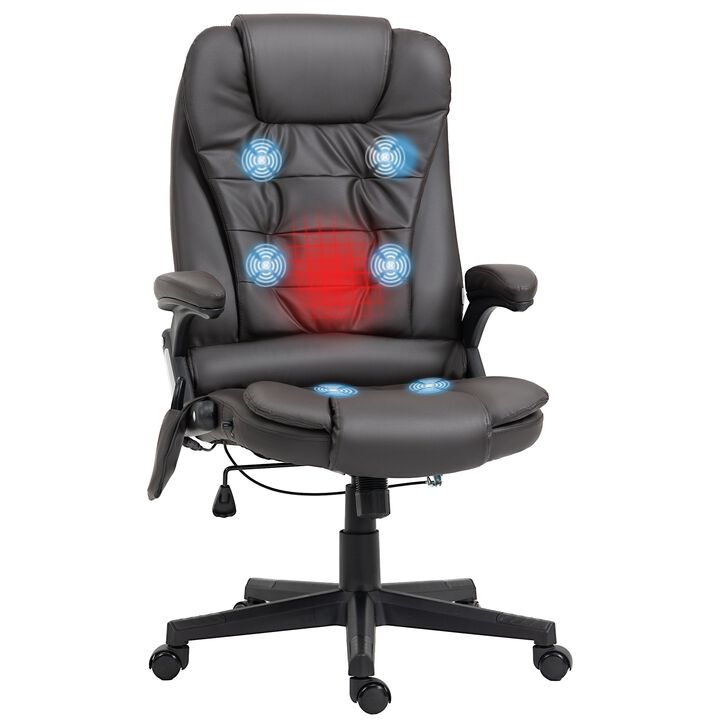 Dark Brown Heated Massage Chair: Reclining, 6 Vibration Points