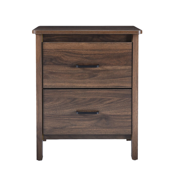 Streamdale Contemporary Faux Wood Nightstand with Storage Drawers & Sleek Design