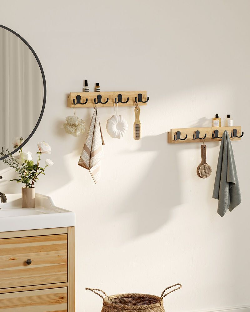 Set of 2 Wall-Mounted Coat Racks with Hooks for Efficient Space-Saving Storage