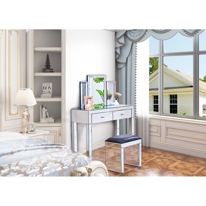 W 39.4"X D 15.7" X H 31.5" Double Draw Dressing Table, Escritorio For Entrance Corridor Living Room
