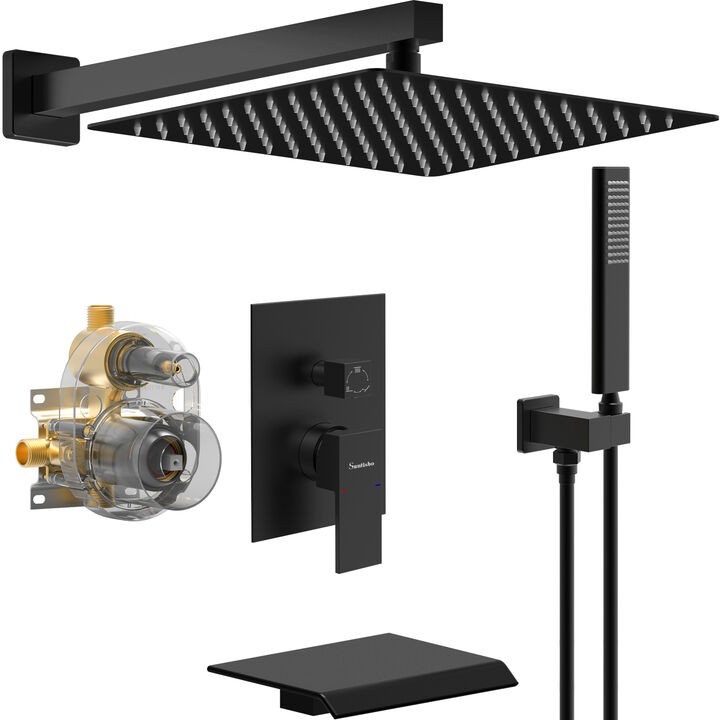 Wall Mount Bathtub Shower Faucet Set with Handheld Shower Head