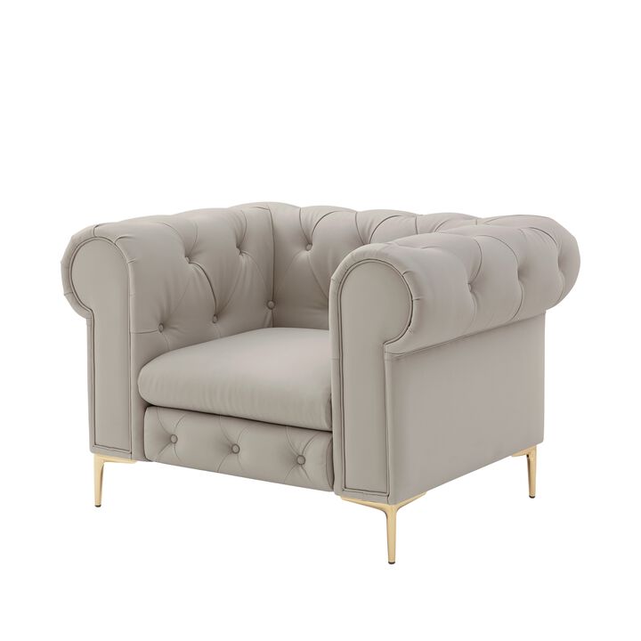 Nicole Miller Dezmond Leather PU Chesterfield Club Chair