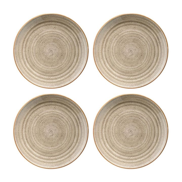 Terrain dia.12" Round Brown Porcelain Plate (Set of 4)