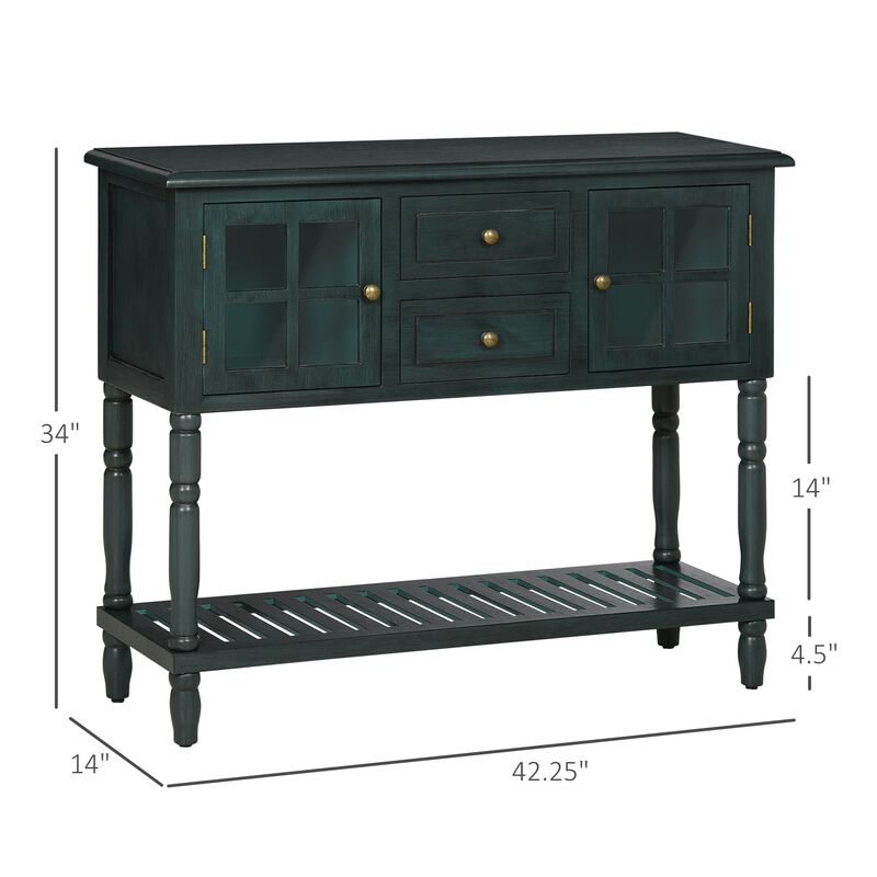 Vintage Blue Entryway: Console Table with Drawers & Cabinets