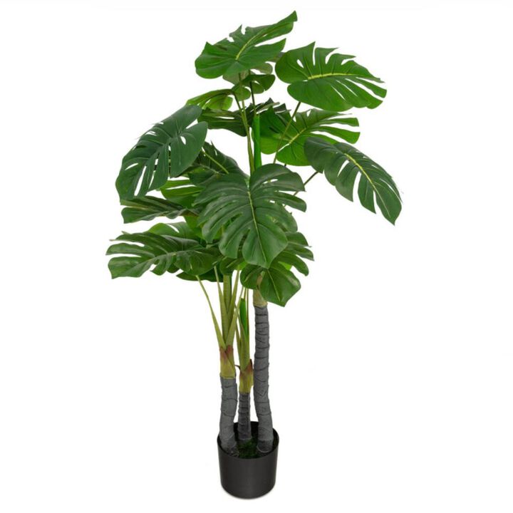 Hivvago 4 Feet Artificial Tree Artificial Monstera Palm Tree Fake Plant