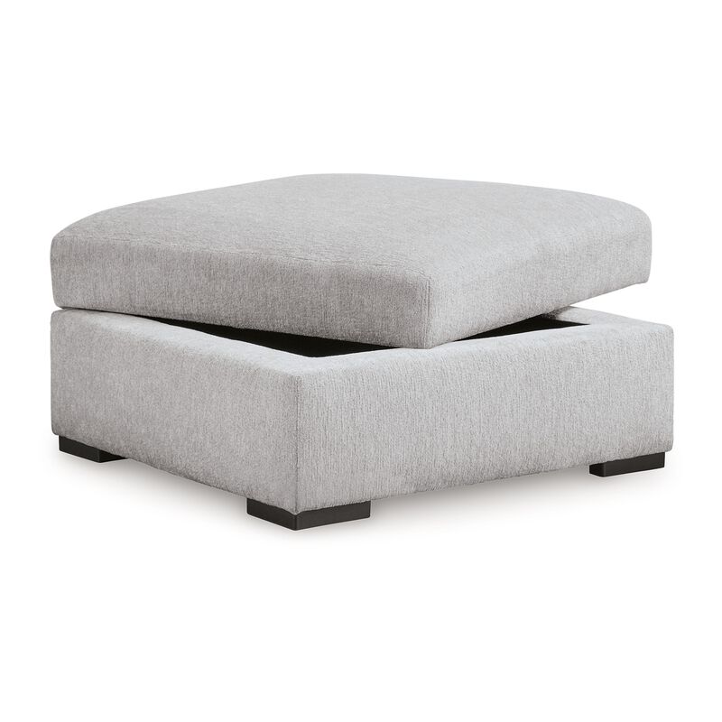 Gaby Low Profile Ottoman with Storage, Locking Wheels, Gray 37 Inch - Benzara