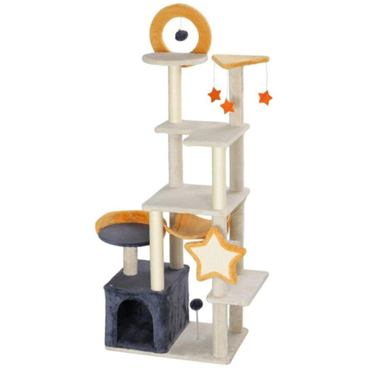 Cat Tree Multi-Level Cat Tower with Scratching Posts, Cozy Condo, Hammock, and Plush Perches for Indoor Cats