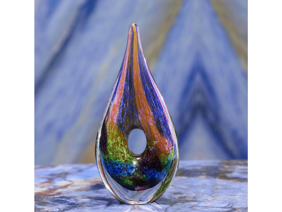 Hand Blown Abstract Hollow Tear Drop Sommerso Art Glass Sculpture