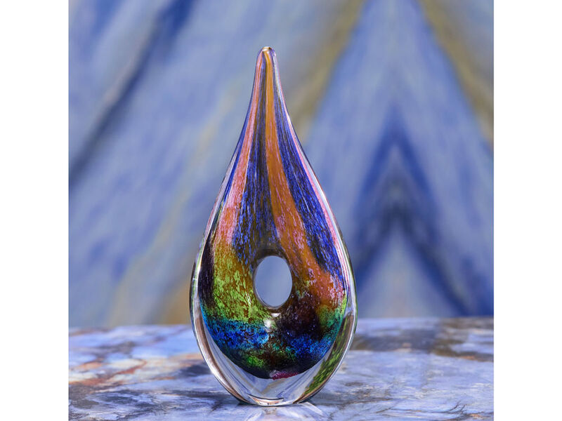Hand Blown Abstract Hollow Tear Drop Sommerso Art Glass Sculpture