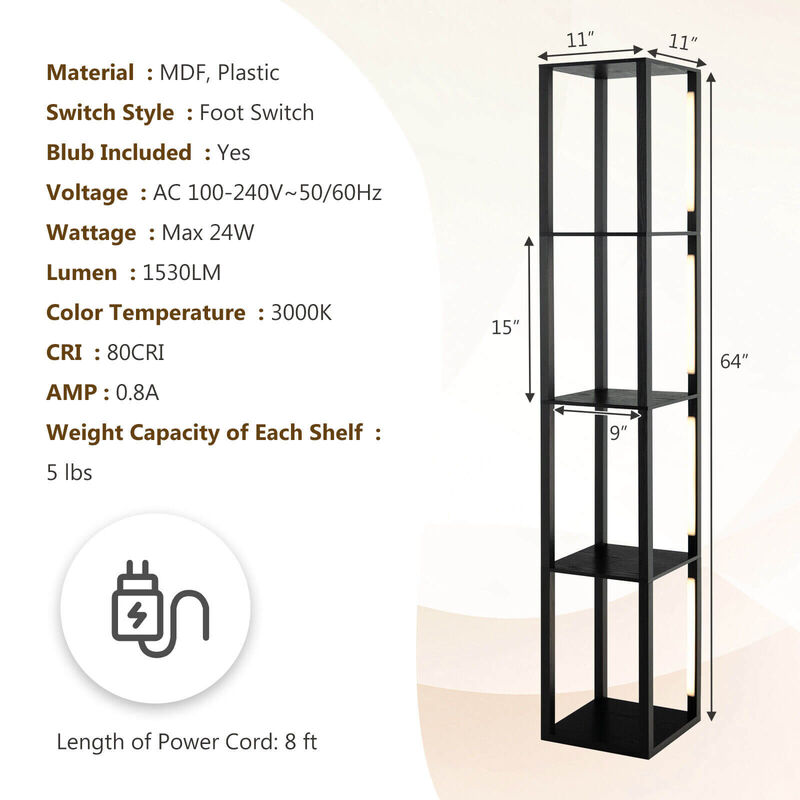 64 Inches Floor Lamp with 3-Level Dimmable LED Bulbs and Rotatable LED Poles