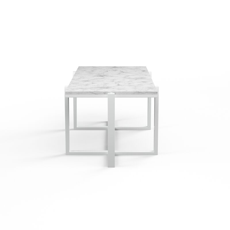 Rectangle Coffee Table, Front Finish with Carrara Marble Top