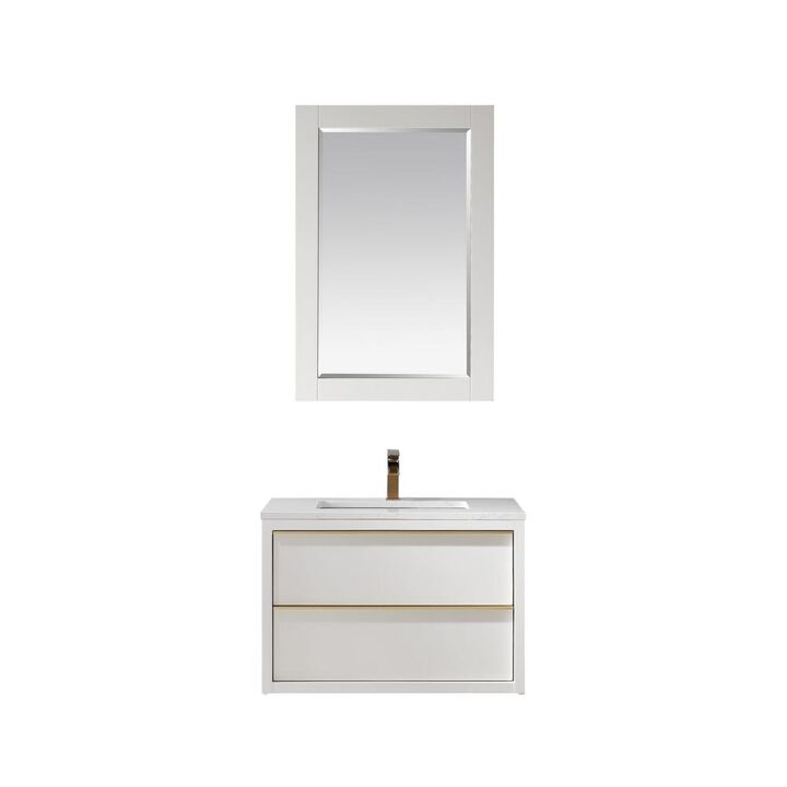 Altair 30 Single Bathroom Vanity Set in White with Mirror