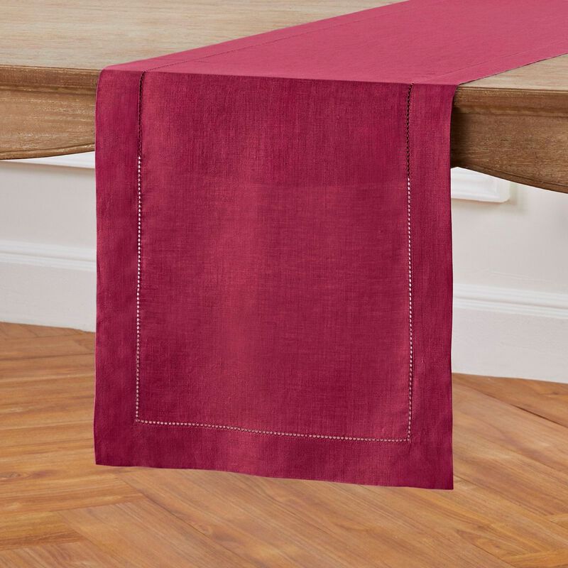Solino Home 100% Pure Linen Table Runner | Classic Hemstitch for Thanksgiving, Christmas