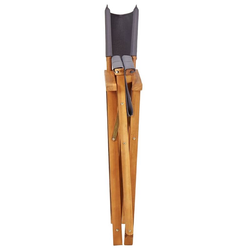 Outdoor Folding Directors Accent Set of 2, Gray, Acacia Wood - Benzara