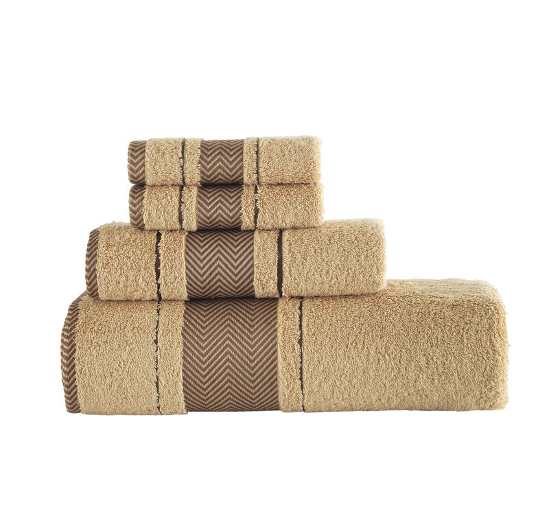 KAFTHAN Textile Fishbone Turkish Cotton Bath Towels (Set of 4)