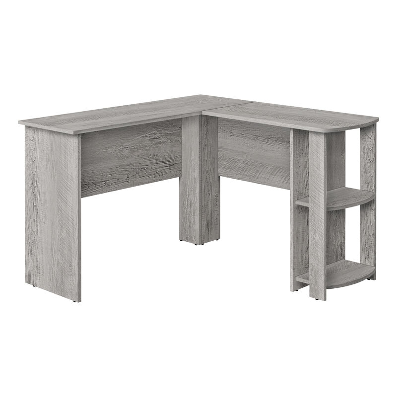 Monarch Specialties I 7720 Computer Desk, Home Office, Corner, Storage Shelves, 48"L, L Shape, Work, Laptop, Laminate, Grey, Contemporary, Modern