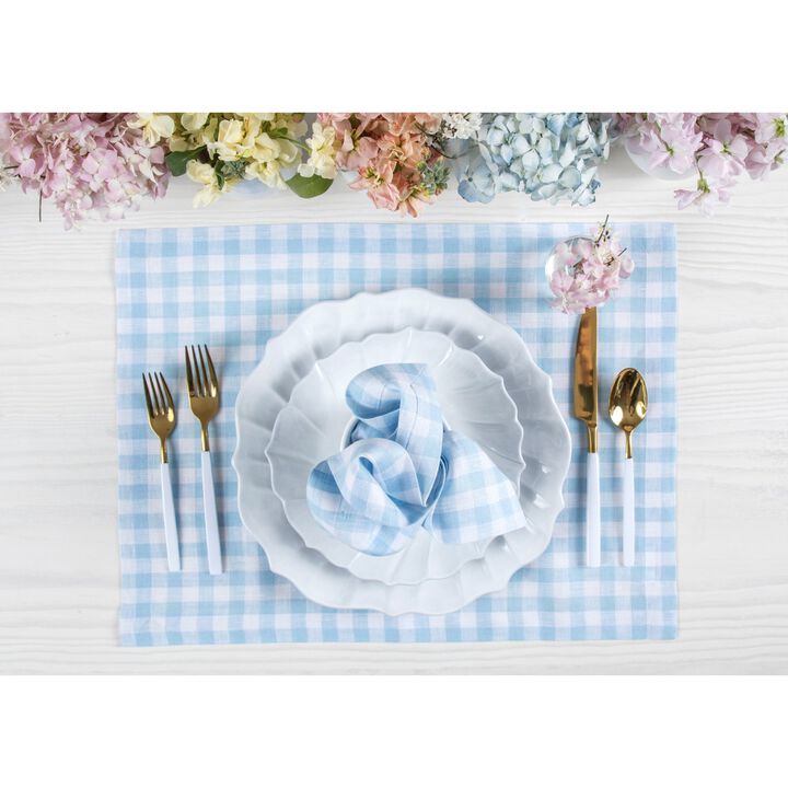 Solino Home 100% Pure Linen Cloth Napkins 20 x 20 Inch Set of 4 | Gingham Check Dinner Napkins