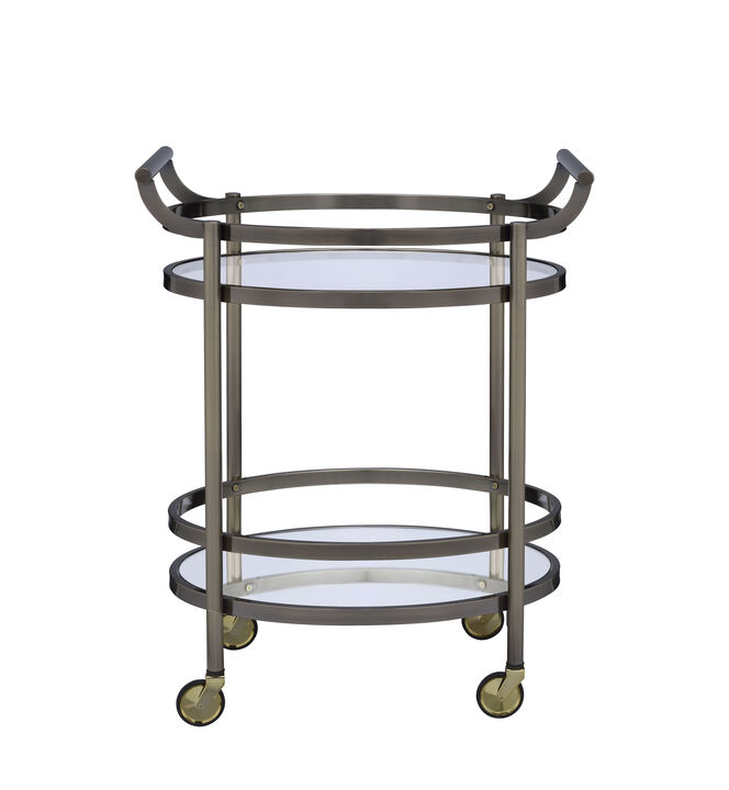 ACME Lakelyn Serving Cart, Brushed Bronze & Clear Glass