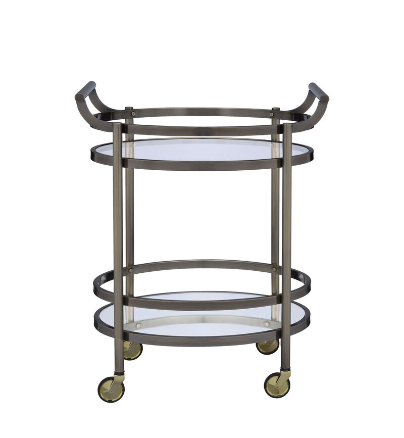 ACME Lakelyn Serving Cart, Brushed Bronze & Clear Glass