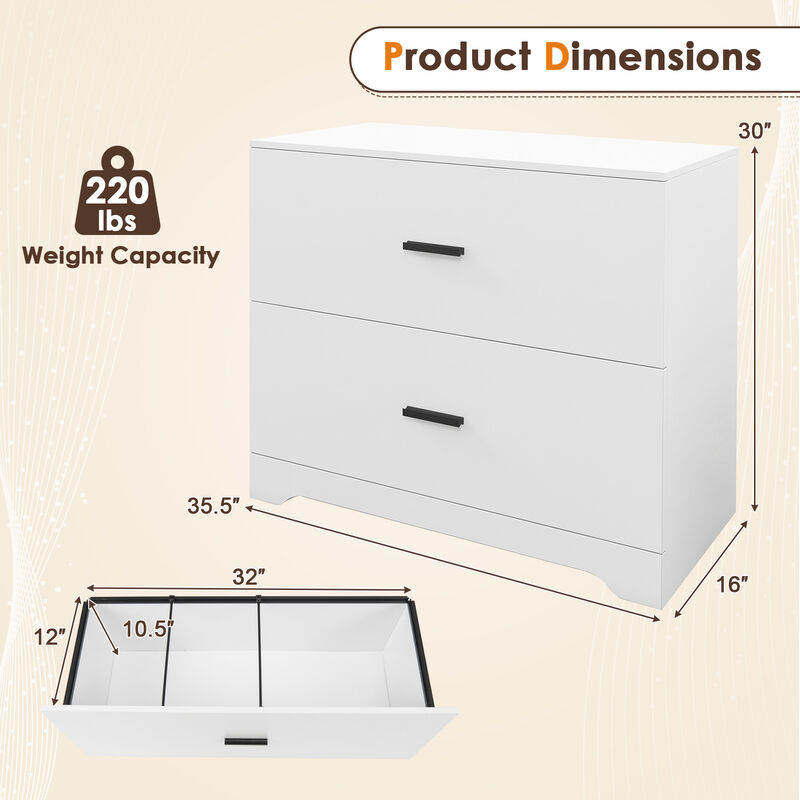 2-Drawer Lateral File Cabinet with Adjustable Bars for Home and Office