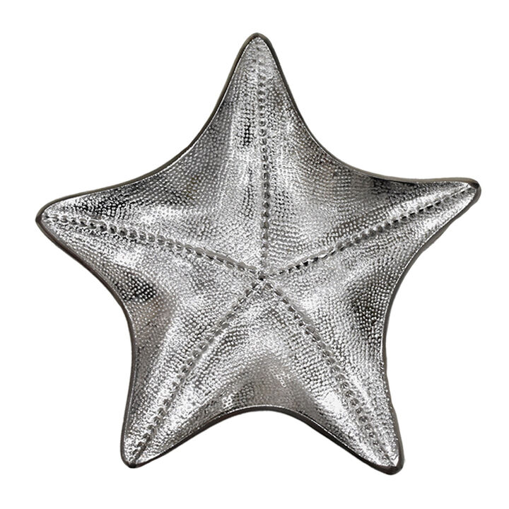 Handmade Decorative Silver Color Coated 14.17 x 14.17 x 1.18 Inches Aluminium Tray 036AB BBH Home's