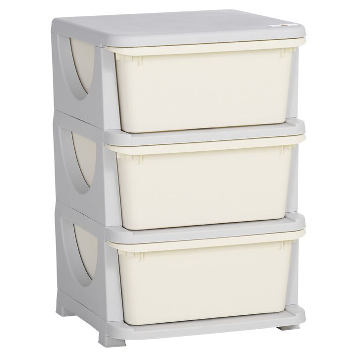 Cream White Kids' Storage: 3-Tier Organizer with Spacious Drawers