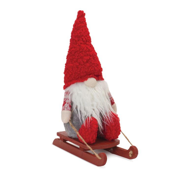 Gnome on Sled for Fun Holiday Decor and Christmas Festive Display (Set of 2)