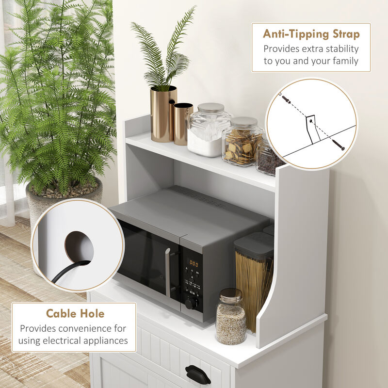HOMCOM Microwave Cabinet with Drawer Cabinet and Adjustable Shelf White