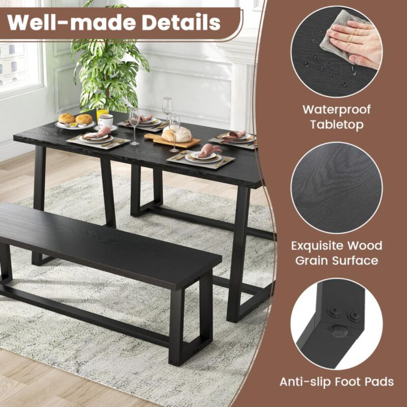 Hivvago Large Dining Table with Heavy-duty Metal Frame and Anti-slip Foot Pads