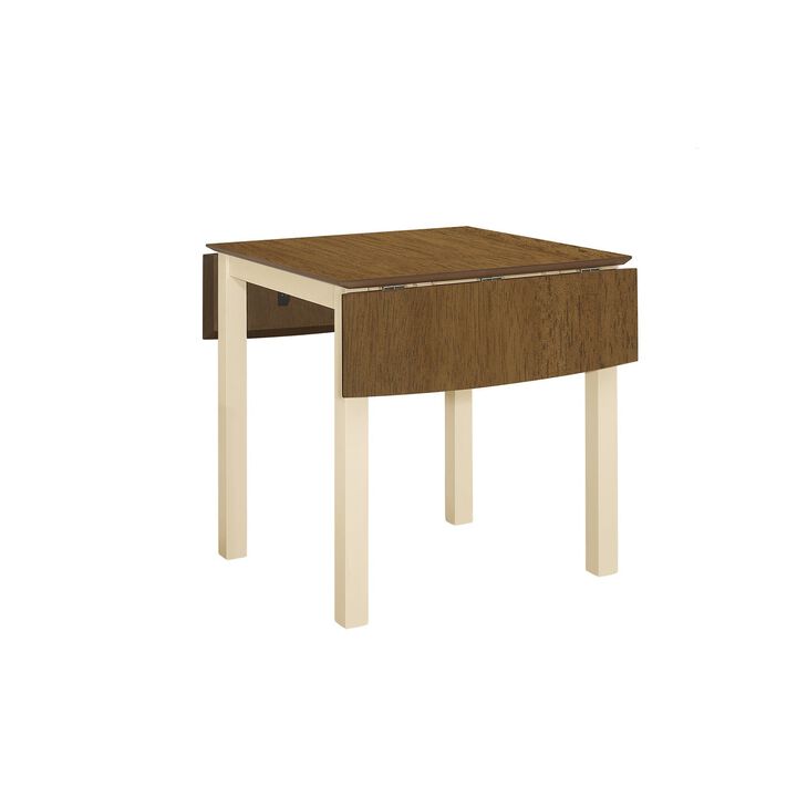 Monarch Specialties I 1327 - Dining Table, 48" Rectangular, Small, Kitchen, Dining Room, Drop Leaf, Oak And Cream, Wood Legs, Transitional